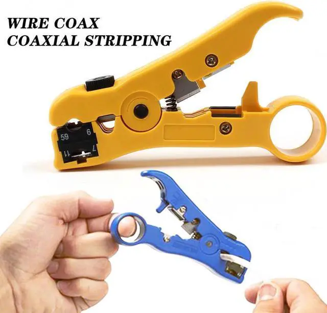 Alt view image 5 of 6 - Wire Coax Coaxial Universal Cable Stripper Cutter Stripping Pliers Tool for Network rj45 Cables - Blue