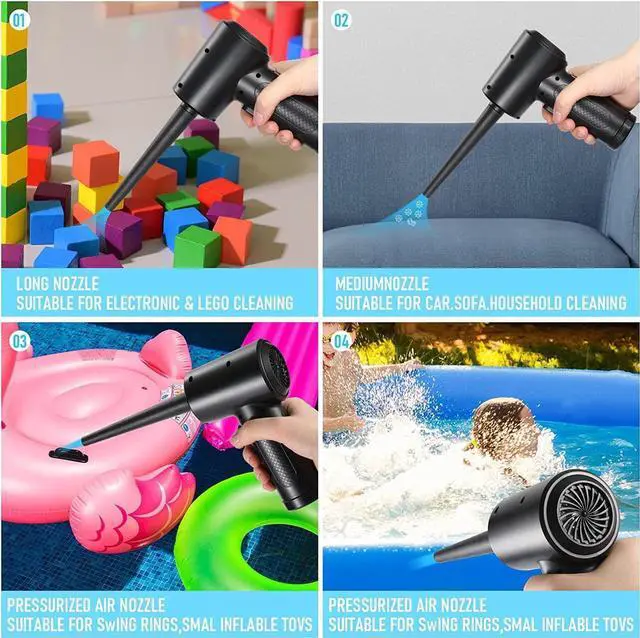 Alt view image 2 of 7 - Compressed Air Duster - 3 Gear Speed 55000 RPM 7600mAh 7.2KPA Electric Air Duster, Replaces Compressed Air Cans, Cordless air Blower Rechargeable for Cleaning Camera Computer, Household and Pet Hair
