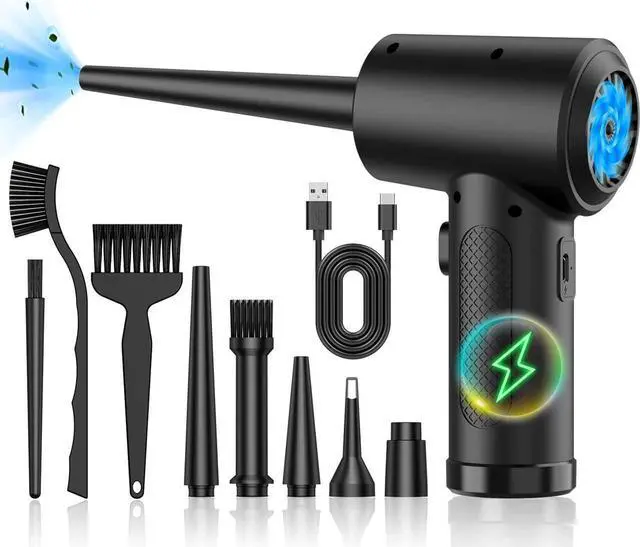 Main image of Compressed Air Duster - 3 Gear Speed 55000 RPM 7600mAh 7.2KPA Electric Air Duster, Replaces Compressed Air Cans, Cordless air Blower Rechargeable for Cleaning Camera Computer, Household and Pet Hair