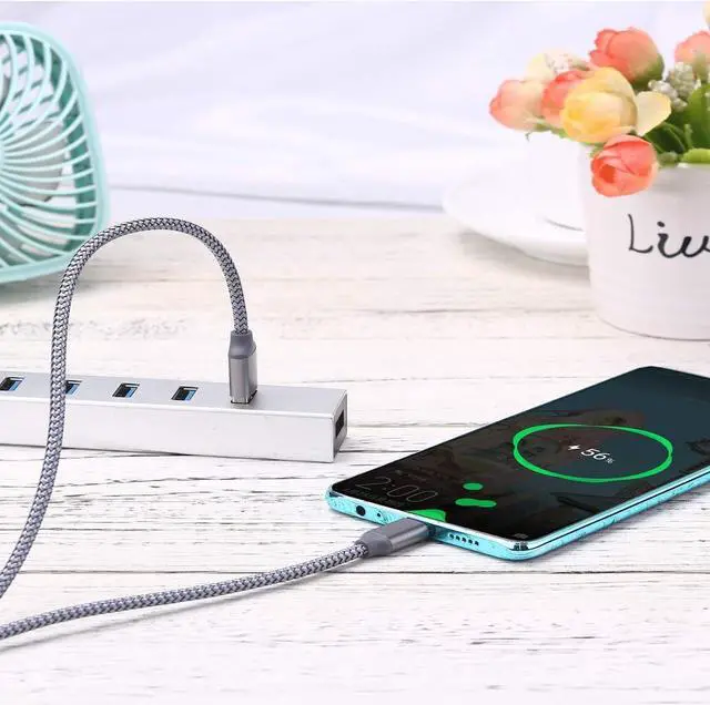 Alt view image 3 of 5 - USB Type C Cable,USB A to USB C 2.4A Fast Charging (3.3ft 2-Pack) Braided Charge Cord Compatible with Samsung Galaxy S10 S9 S8 Plus,Note 9 8,A11 A20 A51,LG G6 G7 V30 V35,Moto Z2 Z3,USB C Charger(Grey)