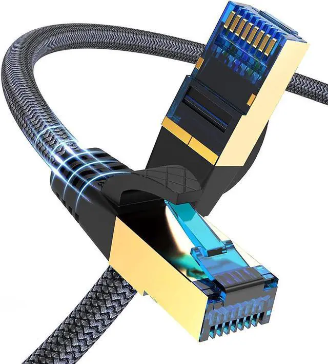 Main image of Cat 8 Ethernet Cable 75ft, Outdoor, Indoor Nylon Braided Cat 8 Cable, Heavy Duty 26AWG 40Gbps, 2000MHz, S/FTP Patch Cord for Xbox, POE, PS5, Router