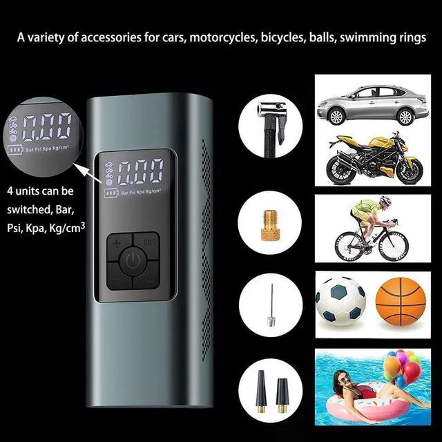 Alt view image 6 of 7 - Tire Inflator Portable Air Compressor for Car Tires 12 Volt Electric Car Air Pump Rechargeable 6000mA 140PSI Tire inflator Pump with Pressure Gauge Auto-Off for Car Bike Balls, Power Bank SOS