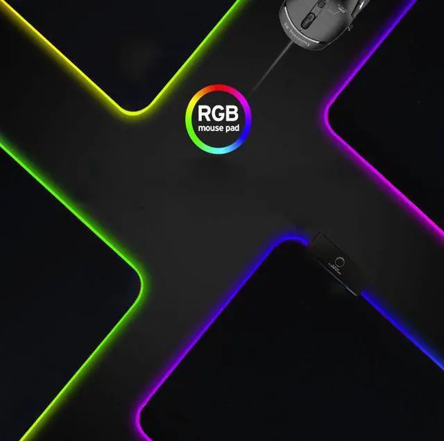 Alt view image 2 of 6 - RGB LED Gaming Mouse Pad - 13.7 x 9.8 x 0.16 inches - Lighting Computer Mice Mat, thick Mousepad for Gamers,14 Modes Cool Light Effect, Non-Slip Rubber Surface Optimized for All (350X250X4mm)