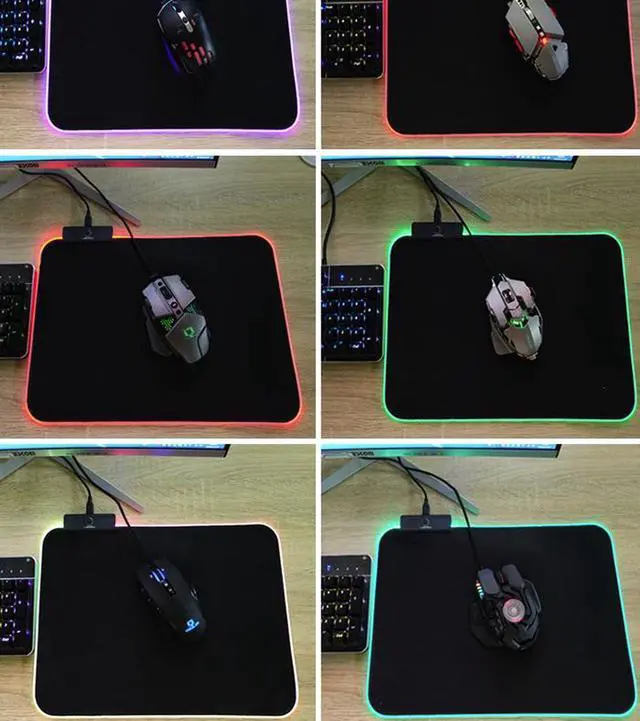 Alt view image 3 of 6 - RGB LED Gaming Mouse Pad - 13.7 x 9.8 x 0.16 inches - Lighting Computer Mice Mat, thick Mousepad for Gamers,14 Modes Cool Light Effect, Non-Slip Rubber Surface Optimized for All (350X250X4mm)