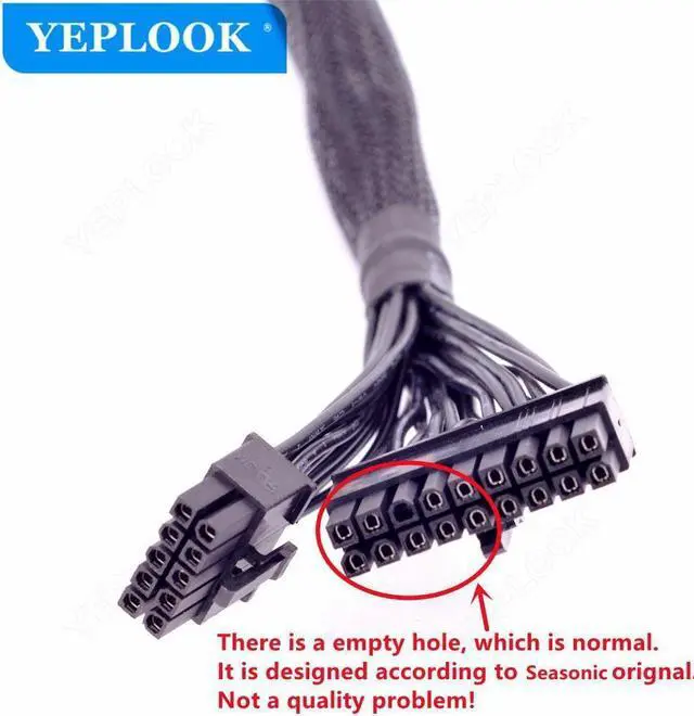 Alt view image 2 of 6 - 18Pin+10Pin to 24Pin 20+4Pin Power Supply Cable Sleeved 60CM For Sea-sonic FOCUS PLUS GOLD/Platinum/PX/GX/SGX 1000W, 850W, 750W, 650W, 550W, 450W