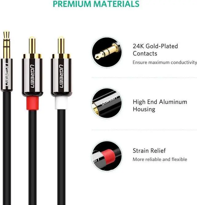 Alt view image 6 of 7 - RCA Cable, 3.5mm Aux to 2 RCA Stereo Audio Adapter Cable Audio Auxiliary Stereo Y Splitter Cable, 15Feet