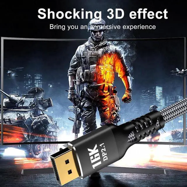 Alt view image 4 of 7 - Displayport Cable 2.1 10ft, DP 2.1 Cable Support 16K@60Hz, 8K@120Hz, 4K@240Hz 80Gbps, Backward Compatible with DP1.4/DP1.2, Displayport 2.1 Cable Compatible with Monitor, Laptop, Gaming