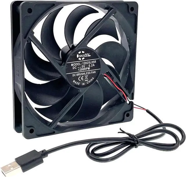 Alt view image 2 of 4 - 120mm USB Cooling Fan With governor, Router Fans,for DIY PC Cooler Silent Quiet DC 5V 120X120X25mm 5V 1200RPM SXDOOL 12025L05R