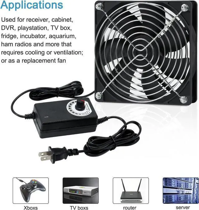Alt view image 7 of 7 - NEW 120mm High Speed Cooling Fan 120X120X25mm AC 110V 220V to 3V - 12V 2A with Speed Controller ,for Router Grow Tent Home Plant SXDOOL SXD12025B12H Daul Ball Bearing