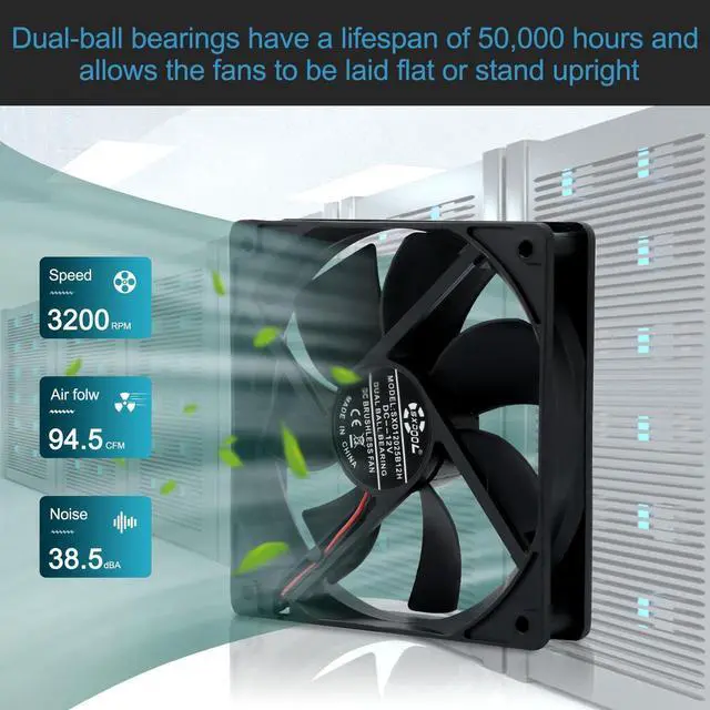 Alt view image 5 of 7 - NEW 120mm High Speed Cooling Fan 120X120X25mm AC 110V 220V to 3V - 12V 2A with Speed Controller ,for Router Grow Tent Home Plant SXDOOL SXD12025B12H Daul Ball Bearing