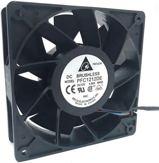 Alt view image 4 of 4 - PFC1212DE Delta 12V PWM 120mm 12038 fan 1.5K-5.5K RPM 252 CFM BEAST cooling fan 4-PIN 4 wire