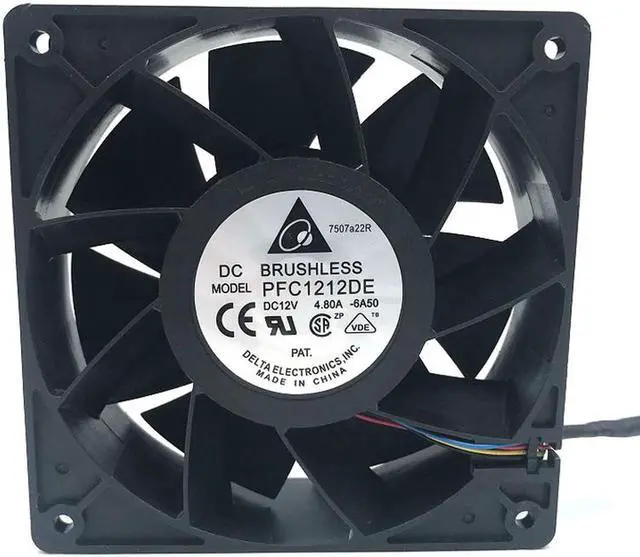 Main image of PFC1212DE Delta 12V PWM 120mm 12038 fan 1.5K-5.5K RPM 252 CFM BEAST cooling fan 4-PIN 4 wire