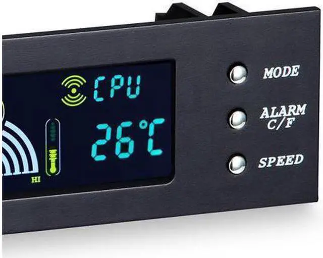 Alt view image 2 of 7 - Computer 5.25" Front Panel Bay 3 Channel automatic temperature CPU Case fan speed controller w/ HDD PC Temp Sensor LED Display