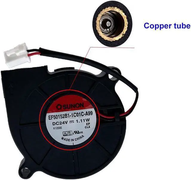 Alt view image 5 of 6 - Original Sunon 3D Printer Blower Fan 5015 DC 24V 1.11W Dual Ball Bearing Fan Centrifugal Cooling Turbo Fan 50X50X15mm 5015S