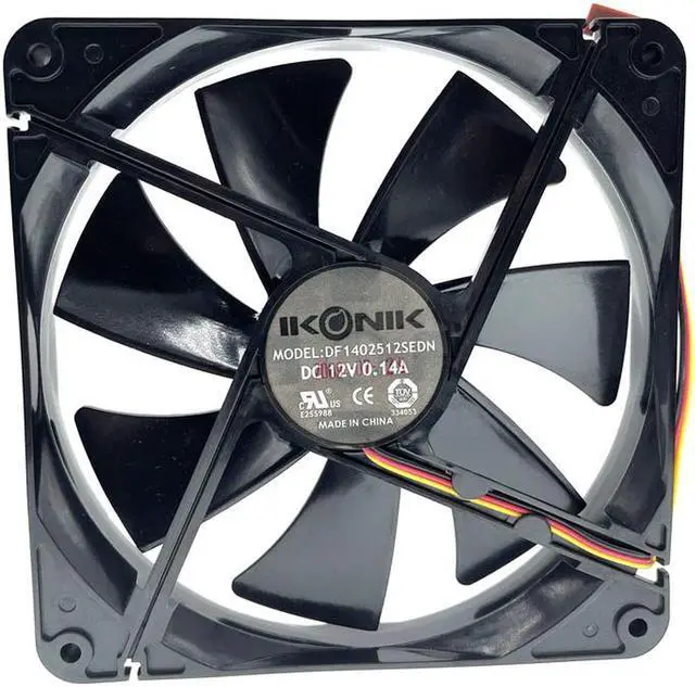 Alt view image 2 of 5 - 140mm fan new DF1402512SEDN DC 12V 0.06A sleeve 3-Pin 140x140x25mm pc case Server cooling Fan 1050RPM