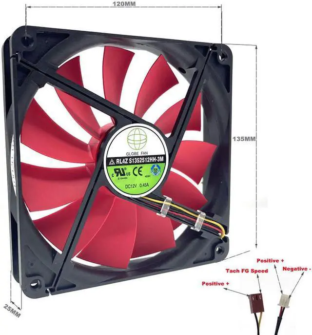 Alt view image 3 of 4 - 135mm PSU Cooling Fan RL4Z S1352512H 12V 0.33A 13.5CM Chassis Power Supply Cooling Fan 135x135x25mm Cooler