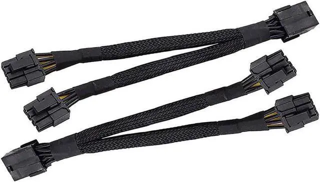 Main image of 2PCS GPU PCIe 8 Pin Female to Dual 2X 8 Pin (6+2) Male PCI Express Power Braided Y-Splitter Extension Cable,20cm