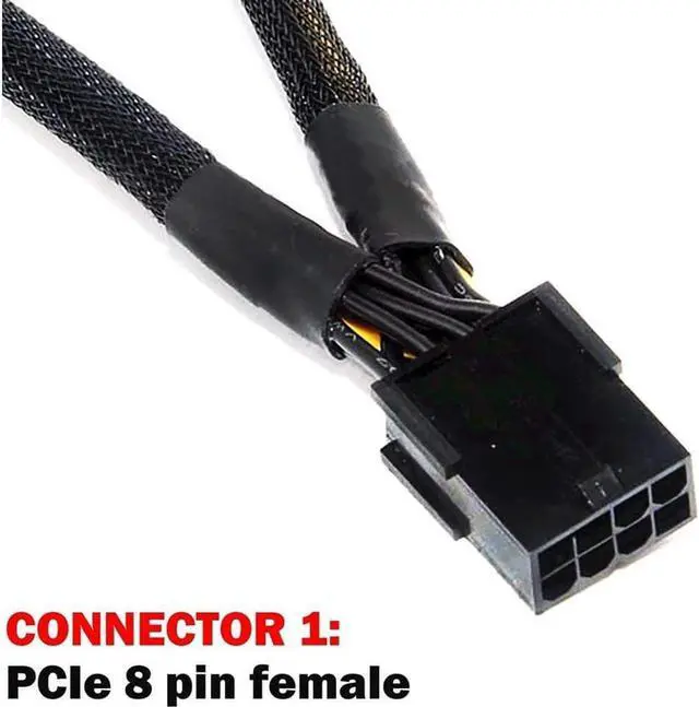 Alt view image 3 of 6 - 2PCS GPU PCIe 8 Pin Female to Dual 2X 8 Pin (6+2) Male PCI Express Power Braided Y-Splitter Extension Cable,20cm