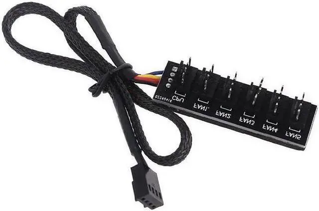 Main image of Milue PWM Fan Hub PC Fan Splitter 6 Way Sleeved Power Supply Cable Adapter Internal Motherboard Fan Power Extension Cable Cord Pwm Fan Hub Splitter