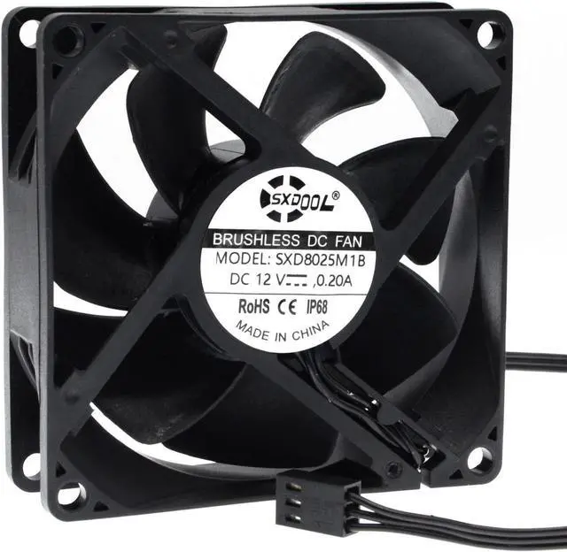 Alt view image 5 of 7 - IP68 80mm 8cm Waterproof Dustproof DC 12V Cooling Fan 80X80X25mm Dual Ball Bearing 3-Pin PC Computer Chassis PSU SXDOOL SXD8025M12B