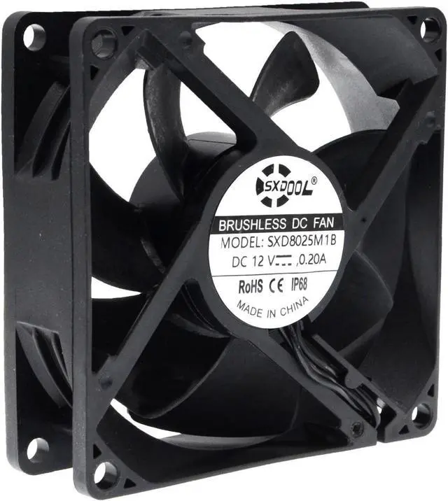 Alt view image 2 of 7 - IP68 80mm 8cm Waterproof Dustproof DC 12V Cooling Fan 80X80X25mm Dual Ball Bearing 3-Pin PC Computer Chassis PSU SXDOOL SXD8025M12B
