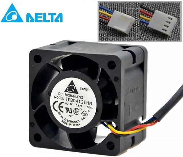 Main image of Delta ORIGNAL 40*28MM TFB0412EHN 12V 0.87A 4 wires 4 Pins case fan,switch ,print cpu cooler
