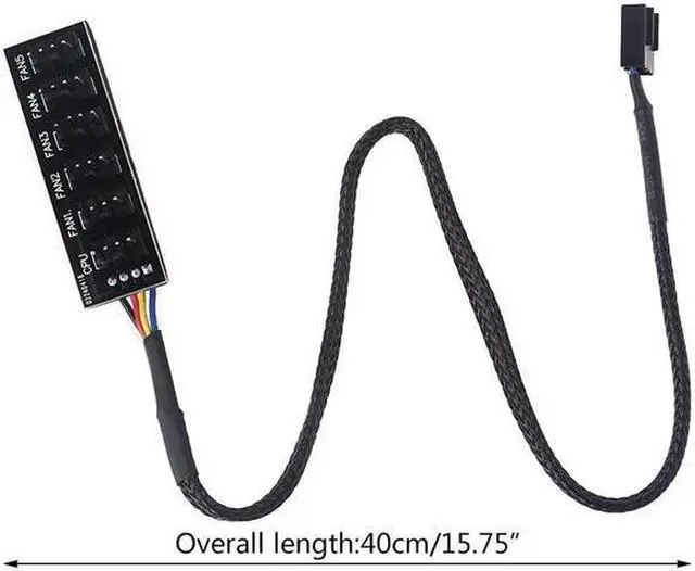Alt view image 5 of 6 - Milue PWM Fan Hub PC Fan Splitter 6 Way Sleeved Power Supply Cable Adapter Internal Motherboard Fan Power Extension Cable Cord Pwm Fan Hub Splitter