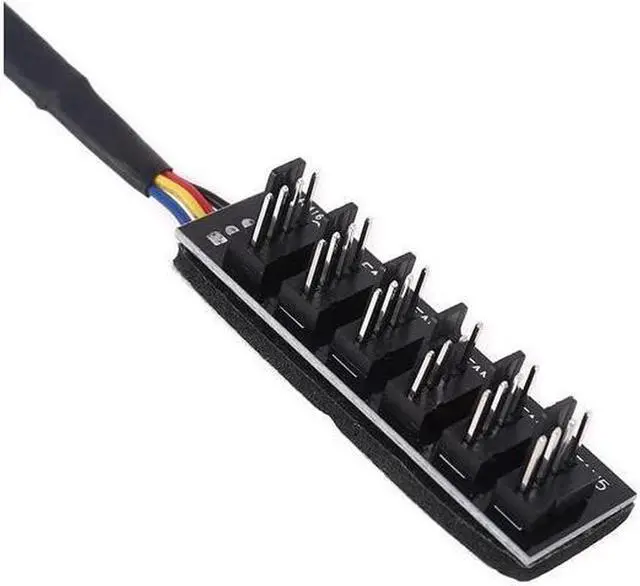 Alt view image 2 of 6 - Milue PWM Fan Hub PC Fan Splitter 6 Way Sleeved Power Supply Cable Adapter Internal Motherboard Fan Power Extension Cable Cord Pwm Fan Hub Splitter