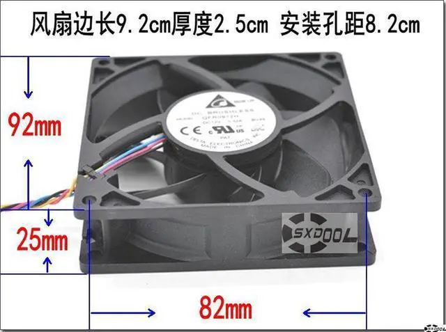 Alt view image 4 of 6 - New Delta QFR0912H DC 12V for AMD FX8350PWM CPU fan 9cm 9025 9225 double ball case cooler