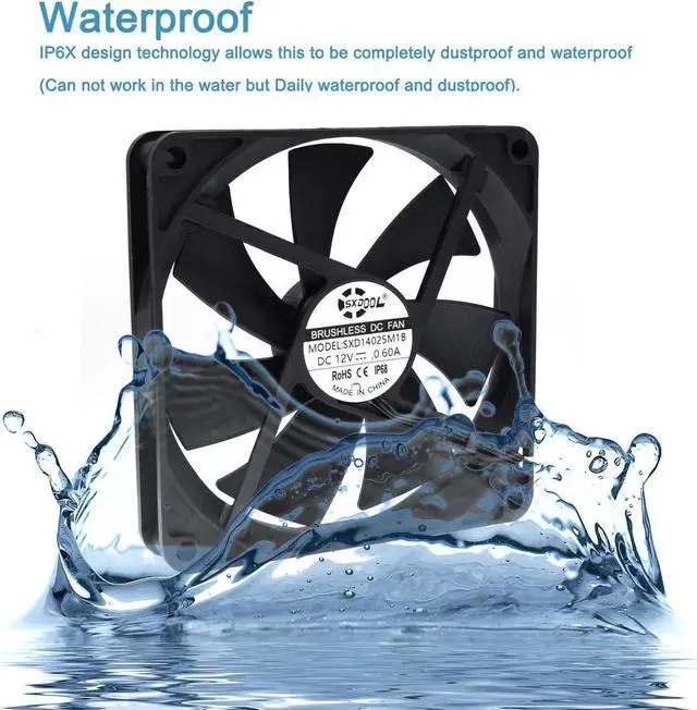Alt view image 7 of 7 - 140mm 14cm Computer Case Cooling Fan PC Waterproof Dustproof,2900RPM 140X140X25mm Dual Ball 12V,High Speed IP68 Cooler SXDOOL SXD14025M1B