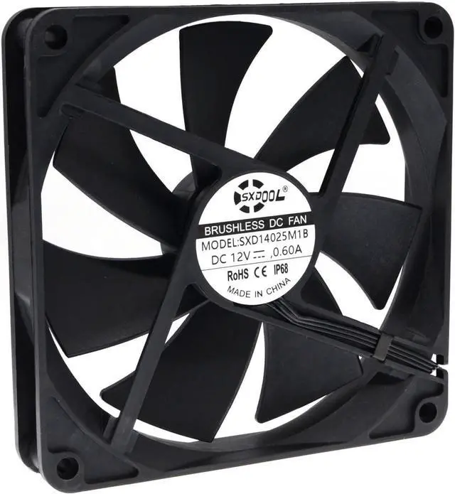 Alt view image 2 of 7 - 140mm 14cm Computer Case Cooling Fan PC Waterproof Dustproof,2900RPM 140X140X25mm Dual Ball 12V,High Speed IP68 Cooler SXDOOL SXD14025M1B