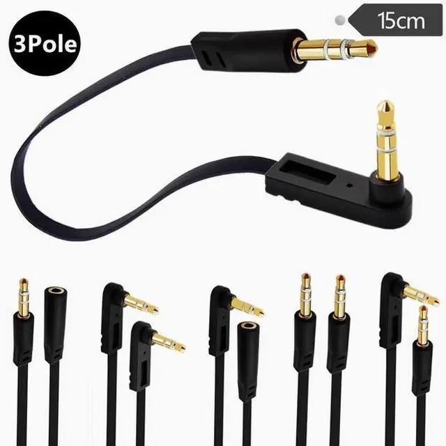Alt view image 3 of 3 - High elastic flat computer projection laptop TV output power amplifier speaker DC3.5 male and female bend audio extension cable Level 3 Father-in-law straight head  15CM