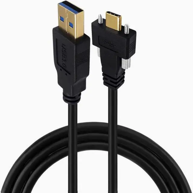 Main image of Elbow with screw Type-C to USB 3.0 public industrial camera SLR gold-plated port lock panel 3.1 data cable Straight 0.3M