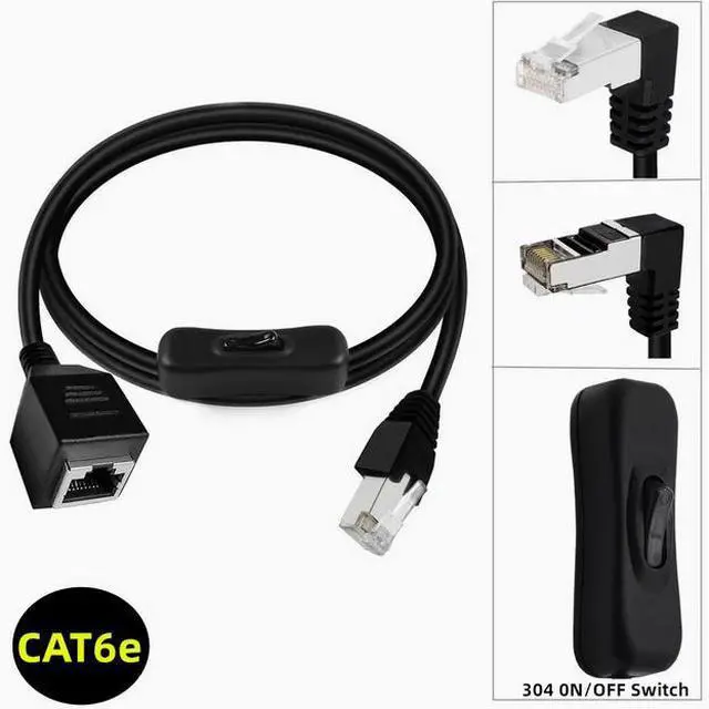 Alt view image 2 of 2 - Super Class 6 Gigabit cat6e network cable with 304 switch control network Disconnect extension network cable  Male to female on the bend 1m