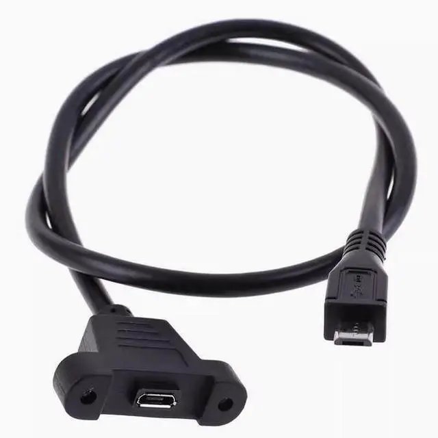 Alt view image 3 of 4 - mini usb male to female extension cable with ear strap screw holes Secure the panel cable