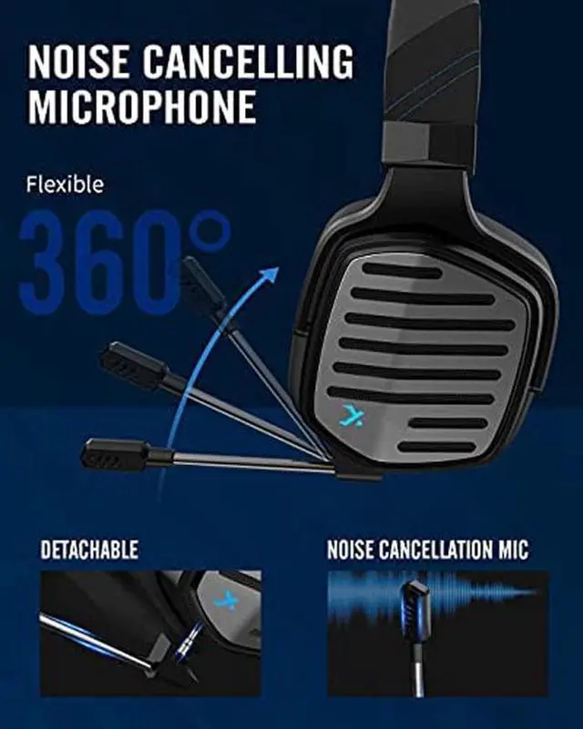 Alt view image 6 of 7 - XIBERIA T20 Wireless Gaming Headset with Detachable Unidirectional Microphone Compatible for PC,PS4,PS5,2.4GHz Ultra-Low Latency,Noise Cancelling MIC,Memory Foam Earmuffs