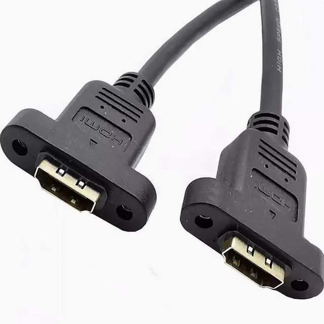Alt view image 3 of 4 - HDMI extension cable with screw hole holds HDMI mother-to-mother extension with ear version 1.4 copper core