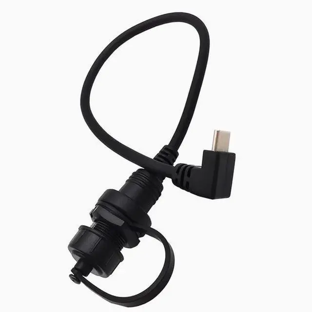 Alt view image 3 of 7 - USB2.0 waterproof cable Car yacht motorcycle instrument panel type-c extension cable Data charging adapter cable male to female bend Left+Right Angle