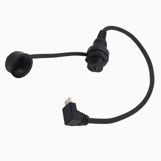 Alt view image 6 of 7 - USB2.0 waterproof cable Car yacht motorcycle instrument panel type-c extension cable Data charging adapter cable male to female bend Left+Right Angle