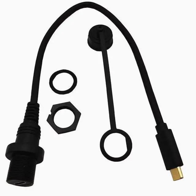 Main image of USB3.1 waterproof cable Car yacht motorcycle instrument panel type-c extension cable Data charging adapter cable male to female bend Straight