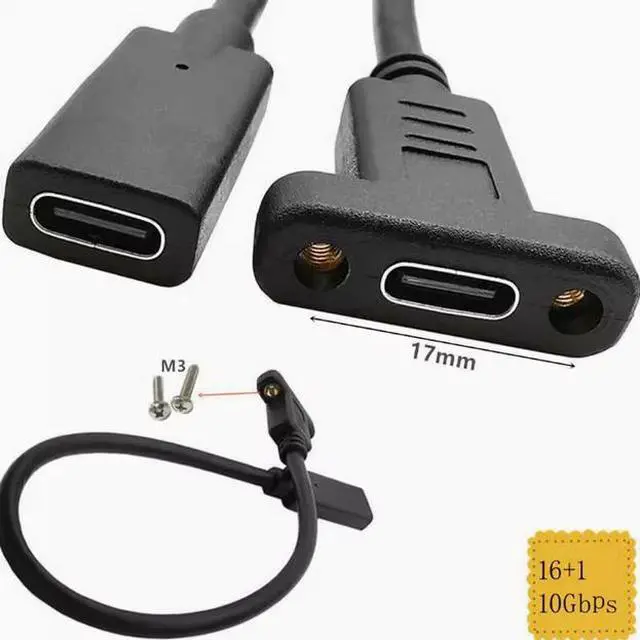 Alt view image 5 of 5 - Gold-plated USB3.1type-c mother-to-female extension cable with screw hole can fix high-speed 10Gbps data cable 1.8 m