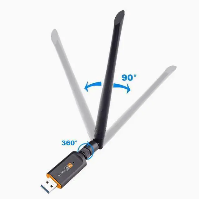 Alt view image 2 of 3 - 1300M dual-band wireless network card 2.4G/5.8G computer external USB3.0 gigabit wifi receiver adapter