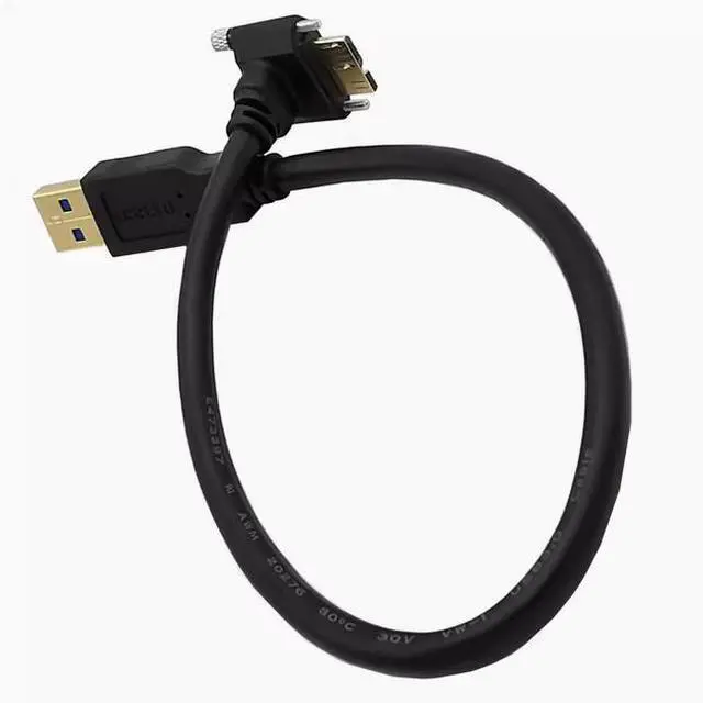 Alt view image 4 of 4 - Elbow industrial camera data cable USB3.0 turn Micro B up and down left and right bend with screw lock high-speed 5Gbps 1m Down Angle