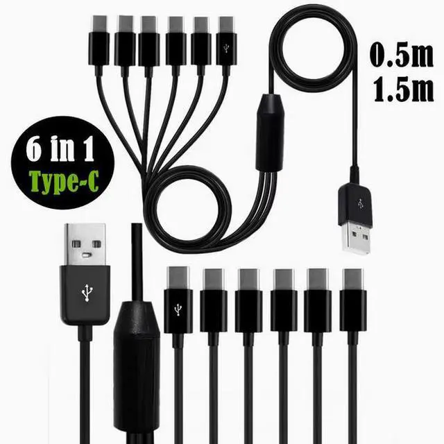 Alt view image 2 of 4 - USB one drag six charging cable one point six with six type-c interface mobile phone charging data cable