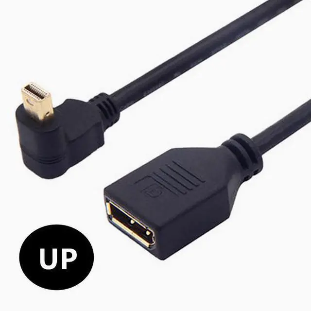 Alt view image 2 of 6 - Gold plated Mini DisplayPort male elbow to DP bus Large DP female to Mini DP male display line 03m Down Angle