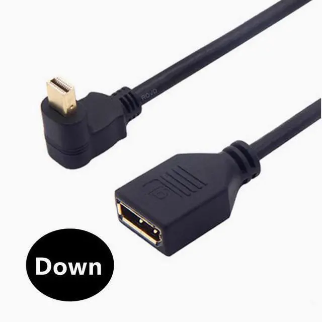 Alt view image 3 of 6 - Gold plated Mini DisplayPort male elbow to DP bus Large DP female to Mini DP male display line 03m Down Angle