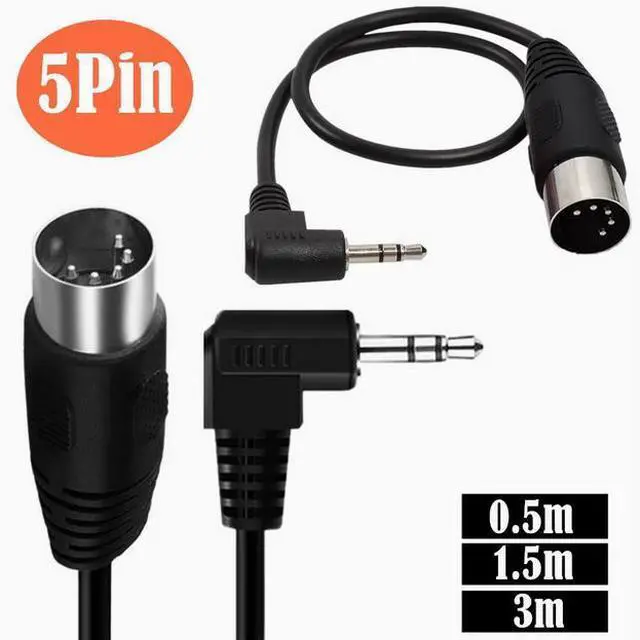Alt view image 3 of 4 - 3.5mm 90 elbow audio plug to MIDI 5-core adapter Computer audio output MIDI5-core DIN5P 0.5m Male to Female