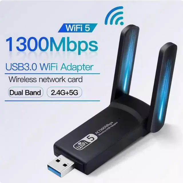 Main image of 1300M dual-band Gigabit USB wireless card WIN10 11 Free drive 5.8G USB WIFI receiver