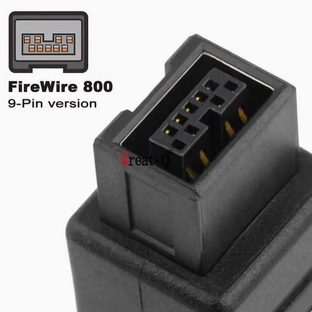 Alt view image 5 of 5 - FireWire 400/800 1394 B adapter 9-pin to 6-pin Firewire 9p revolution 6p female connector