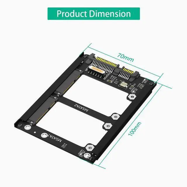 Alt view image 3 of 5 - Dual MSATA to SATA3.0 expansion card SSD to 6Gbps interface to dual-min SATA